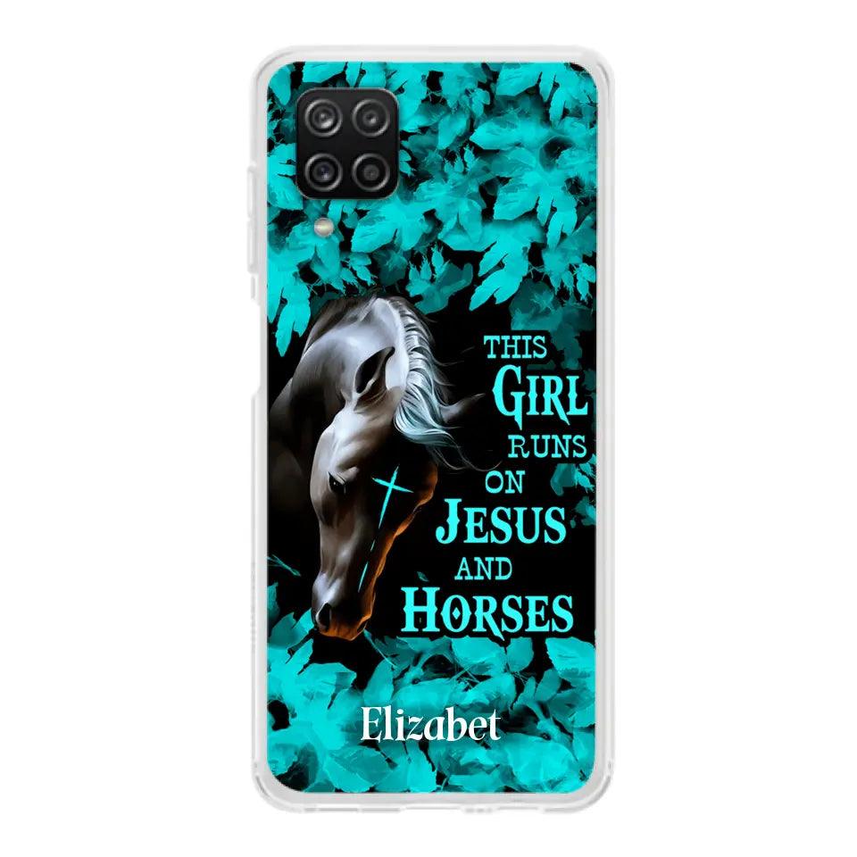 Custom Personalized Horse Girl Phone case - Case For iPhone And Samsung - This Girl Runs On Jesus And Horses