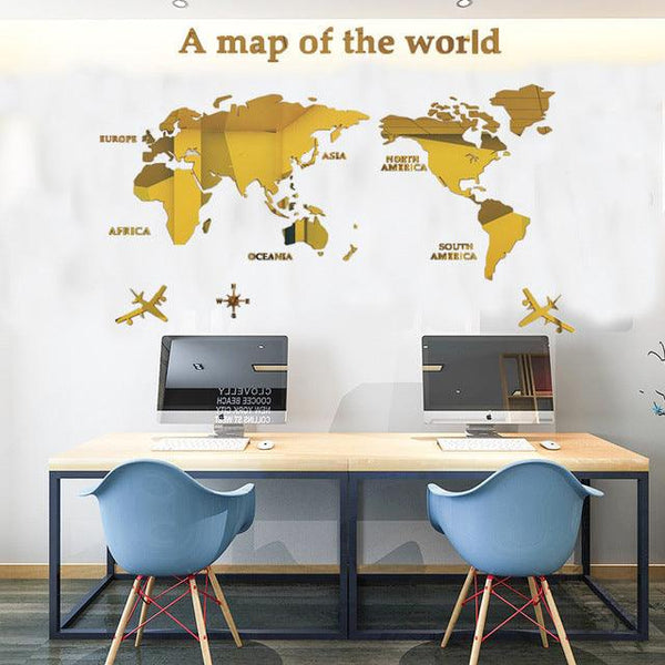 Creative Home Background Wall Stickers Acrylic 3D Wall Stickers Living Room TV Background M70- Map