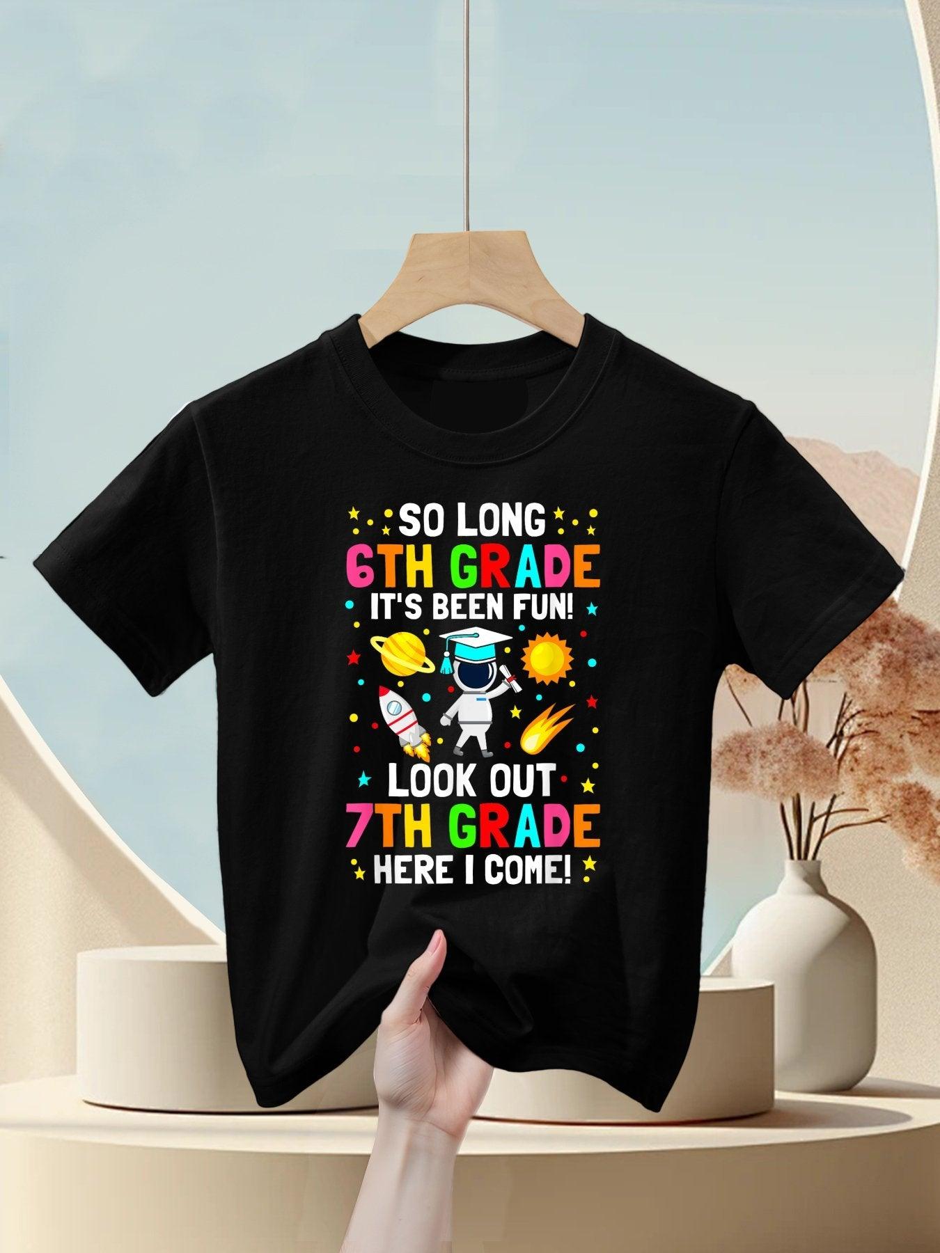 6th Grade Graduation Shirt Astronaut Space So Long 6th Grade Kids T-Shirt