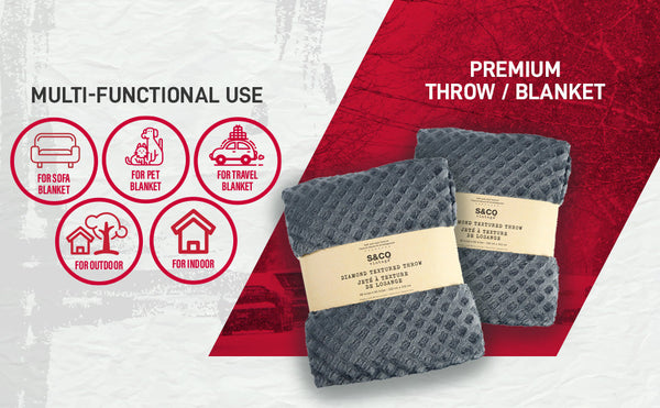 Knit Embossed Diamond Throw Blanket 48X60 Charcoal