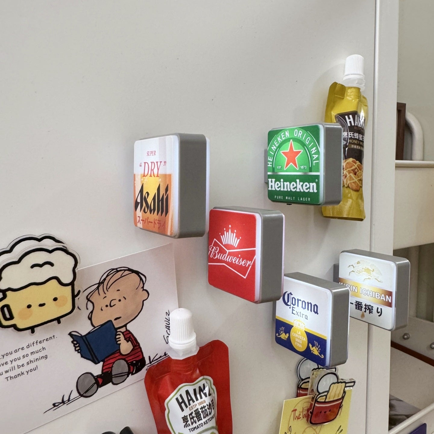 Creative Beer Series Magnetic Attraction Light Sign Fridge Magnet Perforated Board Entrance Door Luminescent Magnetic Decoration Magnetic Sticker