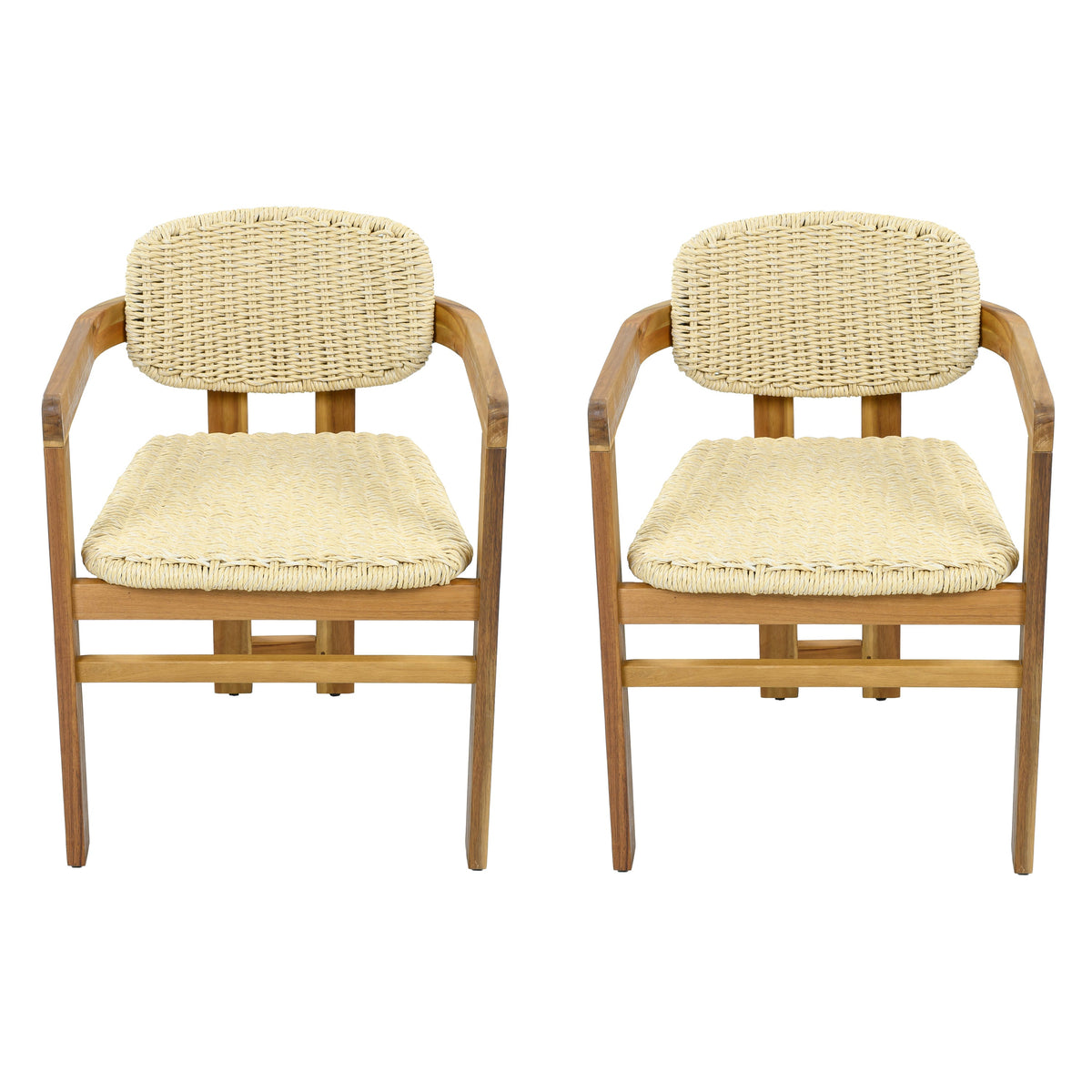 Outdoor Woven Rattan Chair Set - Two Accent Chairs