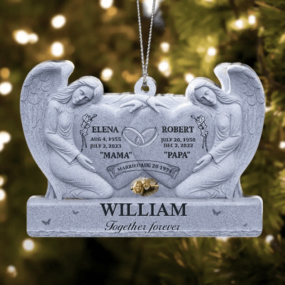 Custom Personalized Memorial Couple  Acrylic Ornament - Memorial Gift Idea For Parents Loss - Upload Photo - Together Forever