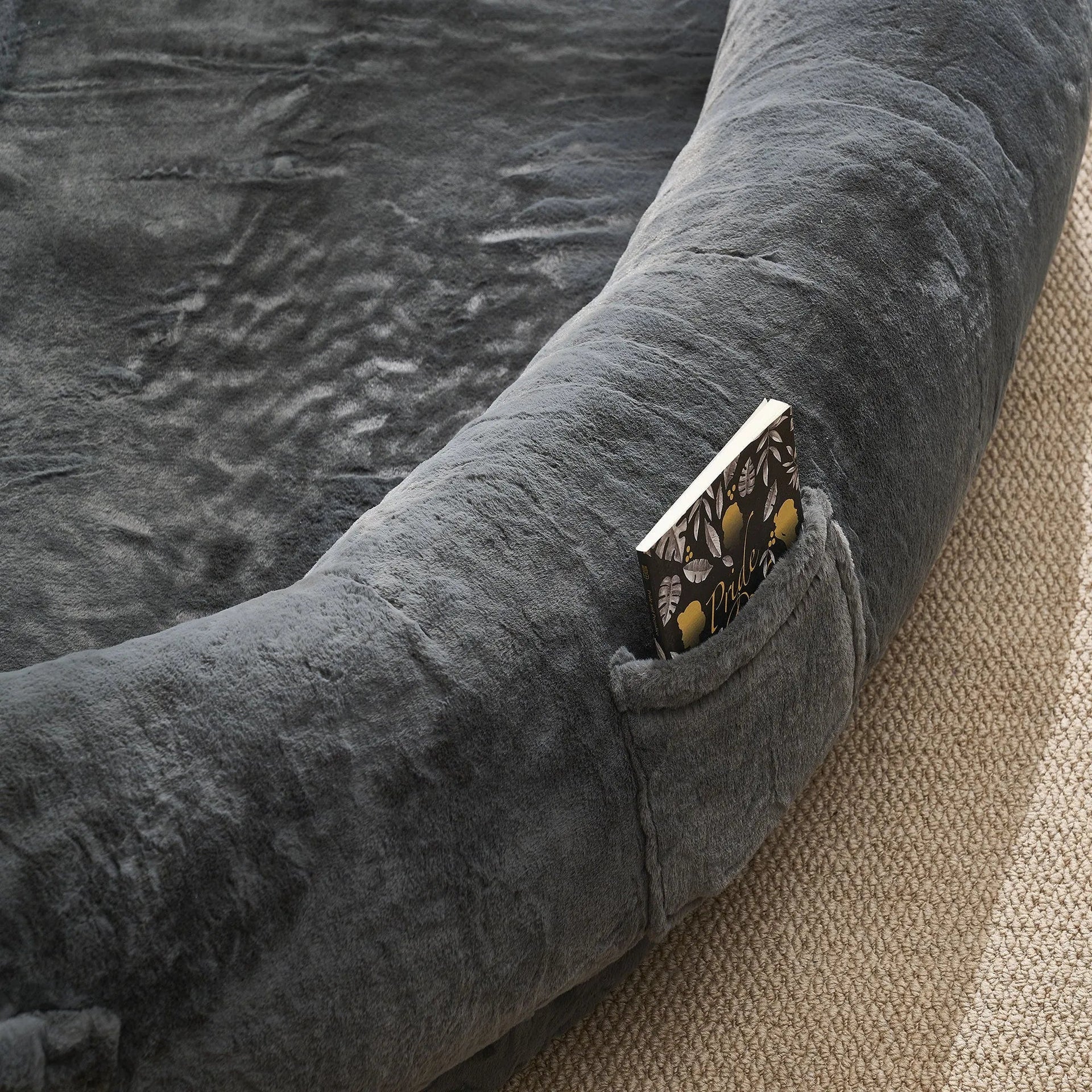 🇫🇷🇪🇪 🇸🇭🇮🇵🇵🇮🇳🇬 Human Dog Bed for Adult, Memory Foam Human Size Pet Bed for Human With Storage Pocket, Dark Gray