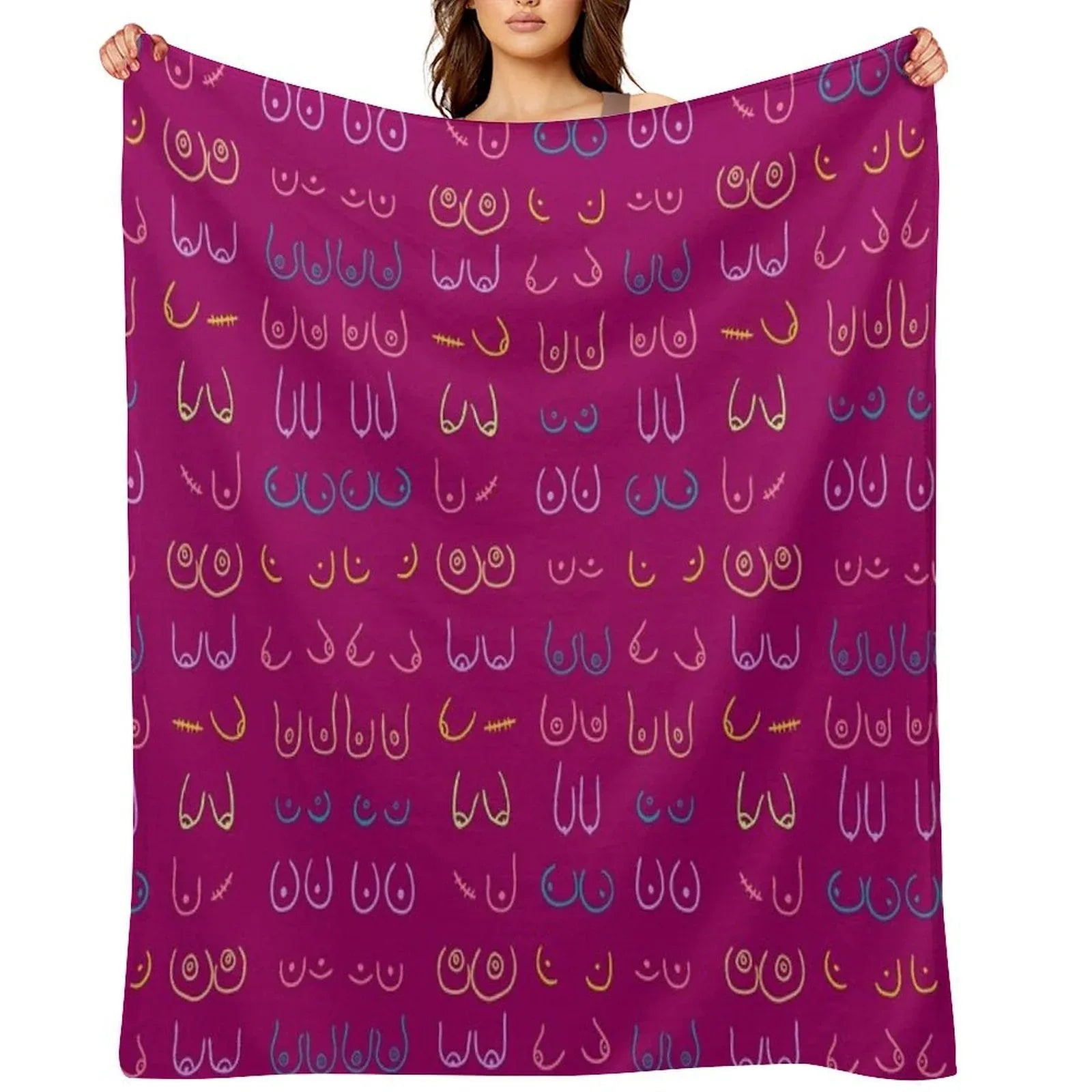 BOOBIES PASTEL PATTERN PINK Throw Blanket