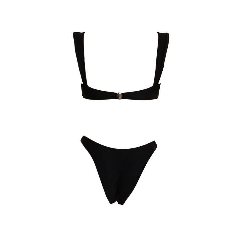 European and American metal buckle sexy swimsuit women's beach bikini hot spring swimsuit