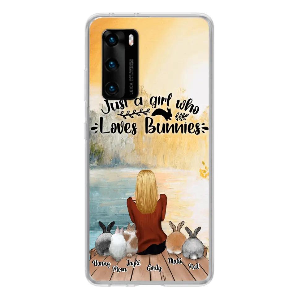 Personalized Rabbit Mom Phone Case - Gifts For Rabbit Lovers With Up to 5 Rabbits - Just A Gril Who Loves Bunnies