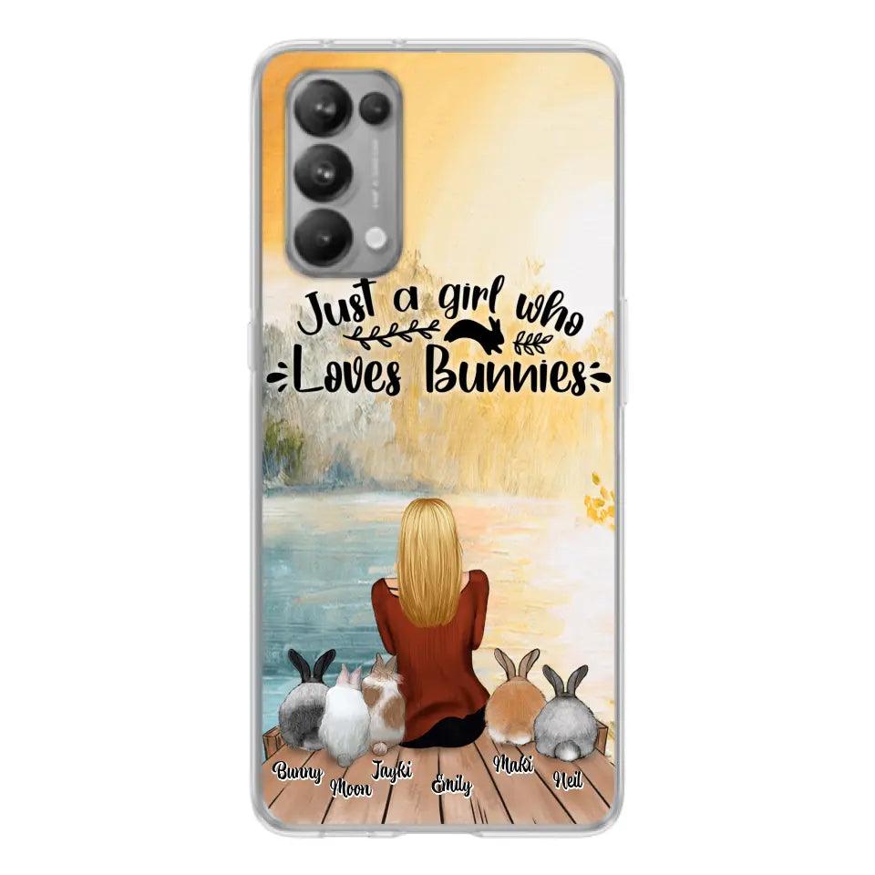 Personalized Rabbit Mom Phone Case - Gifts For Rabbit Lovers With Up to 5 Rabbits - Just A Gril Who Loves Bunnies