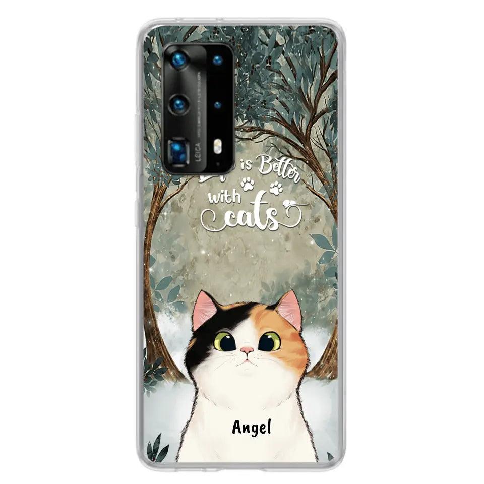 Personalized Cat Phone Case - Up to 6 Cats - Best Gift For Cat Lover - Life Is Better With Cats - Phone Case For  Xiaomi, Oppo And Huawei