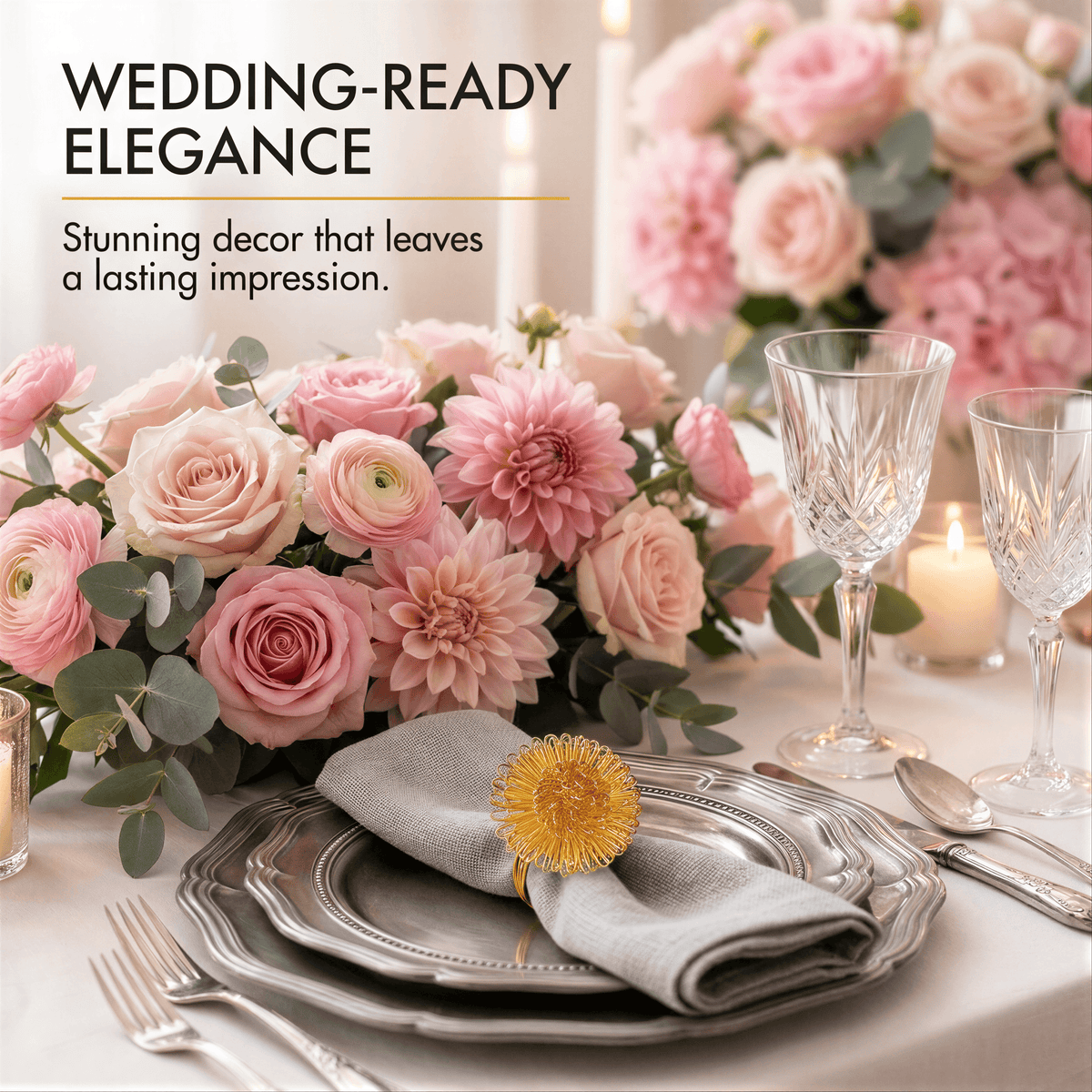 Gold Floral Napkin Rings – Floral Grace