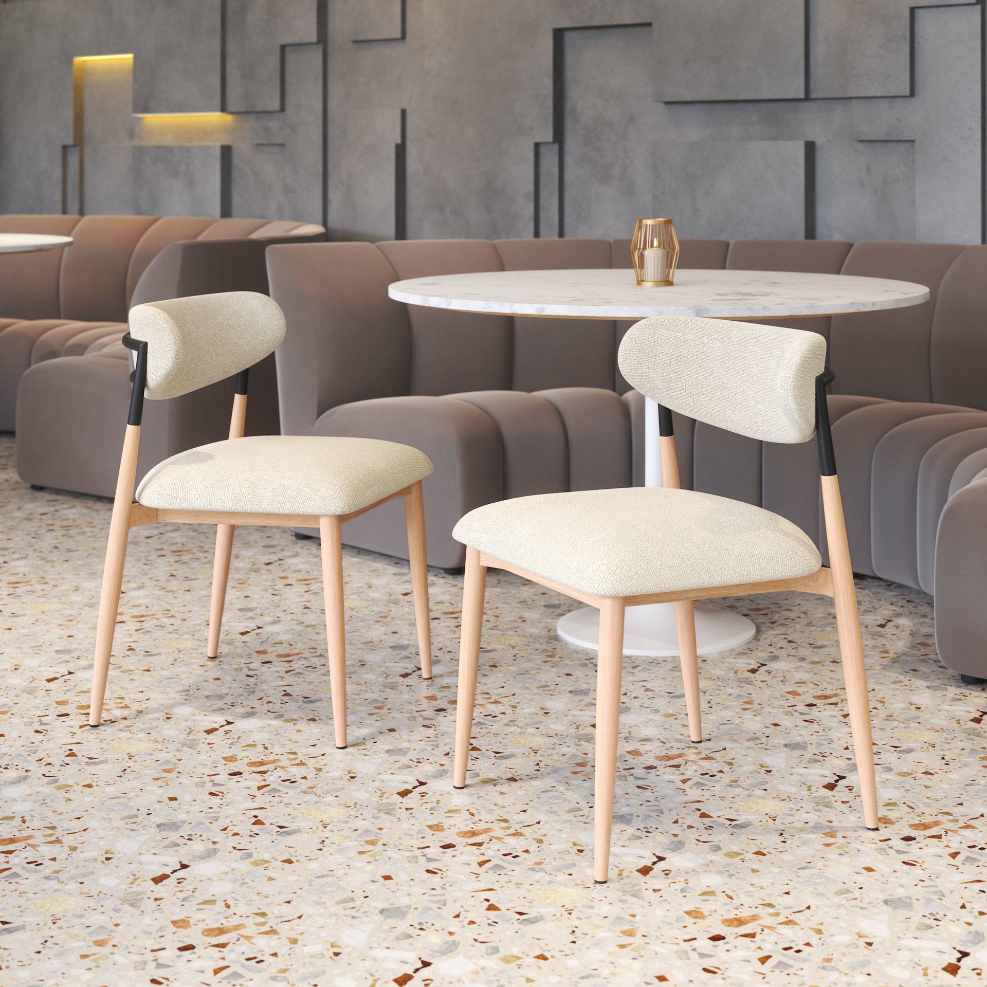 Equinox Armless Dining Chair (Set of 2) Oyster Gray & Natural