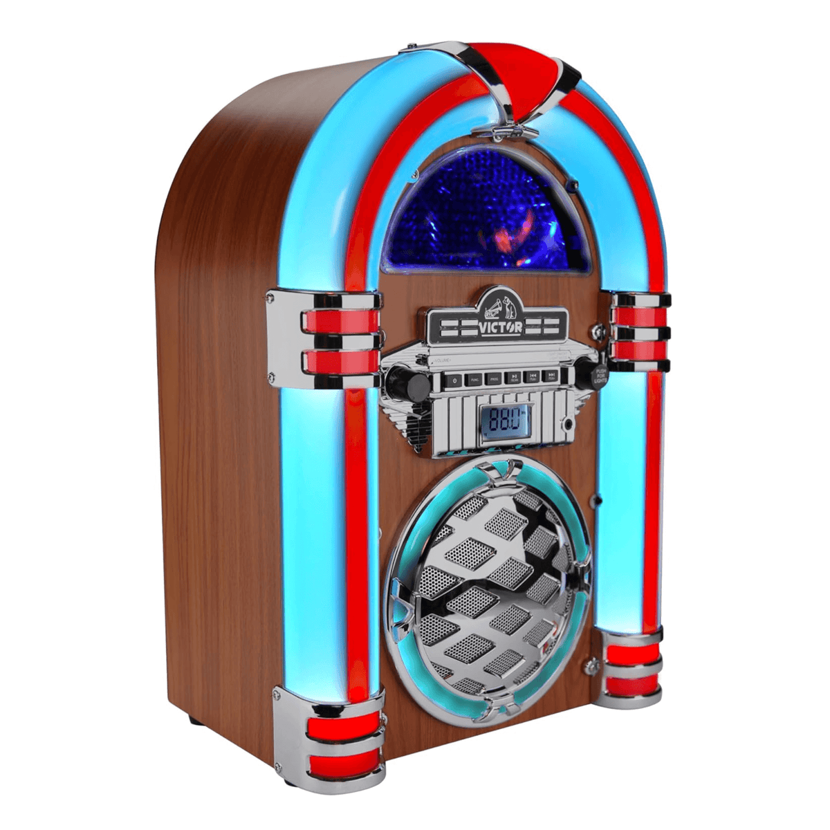 Victor Wilshire Bluetooth Jukebox with Multicolor LED Lighting and FM Radio