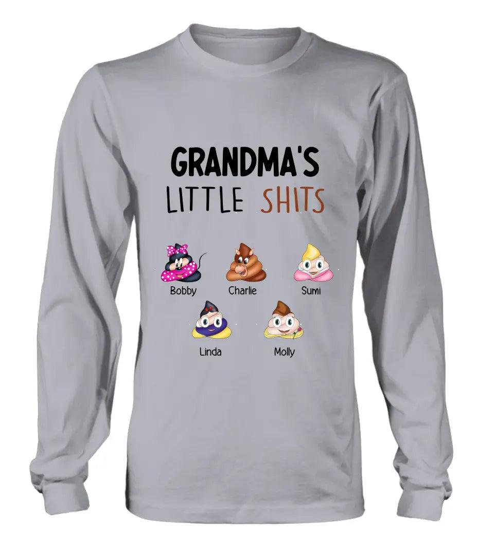 Personalized Funny Shirt/Hoodie - Gift Idea For Mom/Dad/Grandpa/Grandma - Up to 5 Kids - Grandma's Little Shits