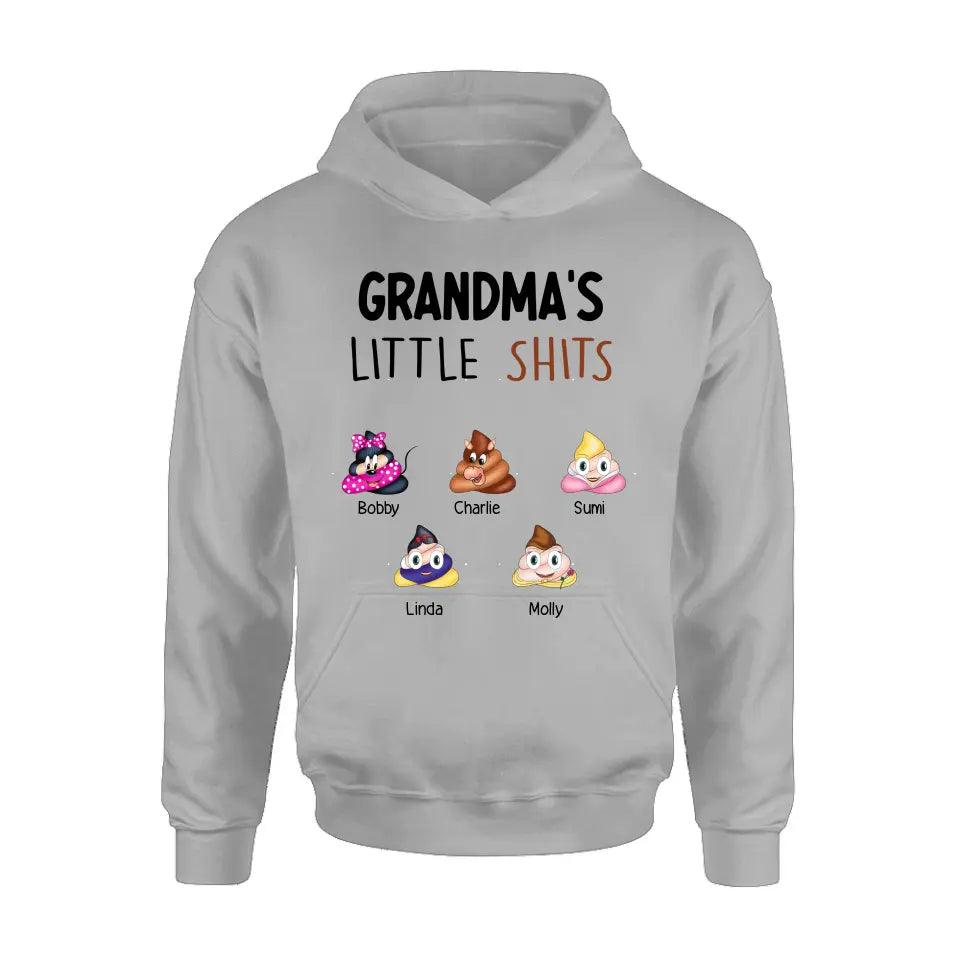 Personalized Funny Shirt/Hoodie - Gift Idea For Mom/Dad/Grandpa/Grandma - Up to 5 Kids - Grandma's Little Shits