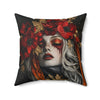 Microsuede Cushion / Autumn Fall Art / Woman - Anemone /