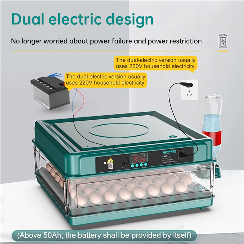 9 - 48 Egg Incubator: Automatic Egg - Turning & Humidity Monitoring. Duck Incubator with Auto - Water Ionic Waterbed