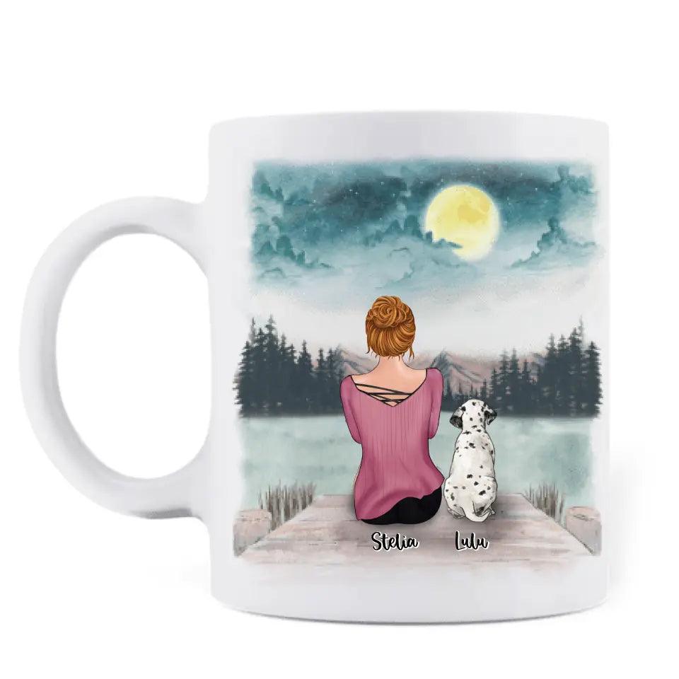 Personalized Pets Mom Mug - Mom With Up to 4 Pets - Best Gift For Cat Lovers, Dog Lovers - Love Is A Four-Legged Word - FD19NO