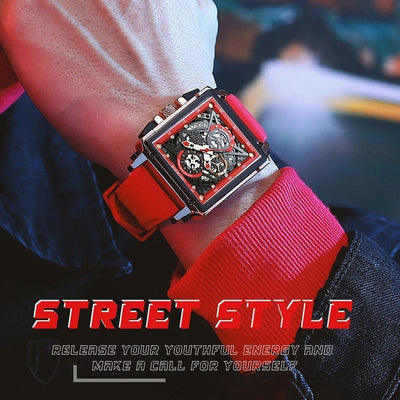 Lige New Men's Watch Square Multifunction Chronograph 30M Waterproof Watch