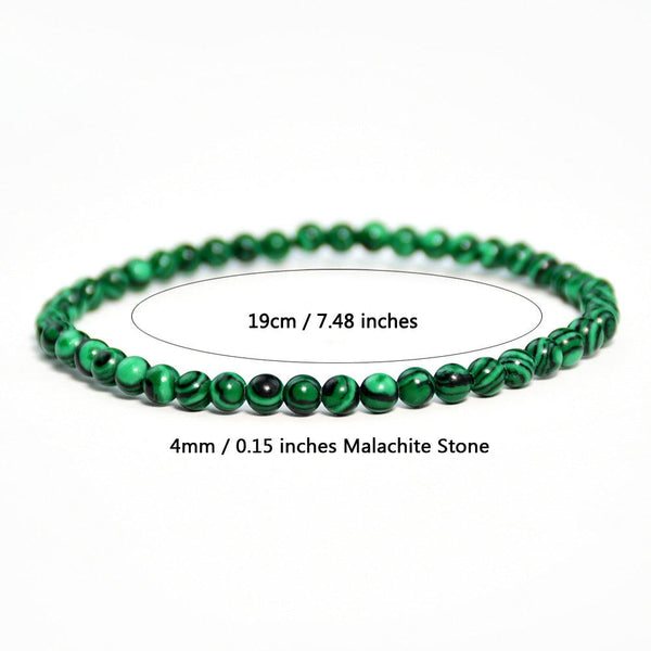 Vintage malachite beaded bracelet stacking style green bracelet men and women elastic jewelry