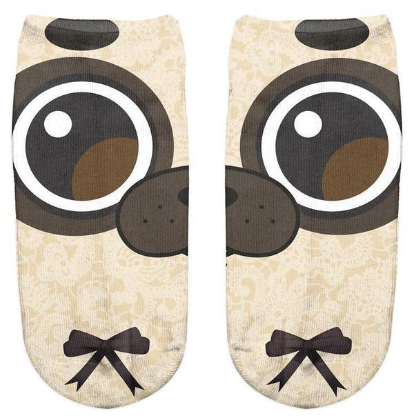 Thin 3D Digital Animal Printed Women's Socks Shallow Socks Adult Invisible Socks