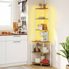 65 Inch 6-Tier Corner Shelf with Charging Station and Ambience Light-Natural