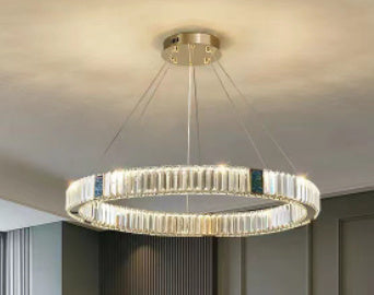 Light Luxury Crystal Living Room Chandelier Postmodern Round Stainless Steel Decorbites