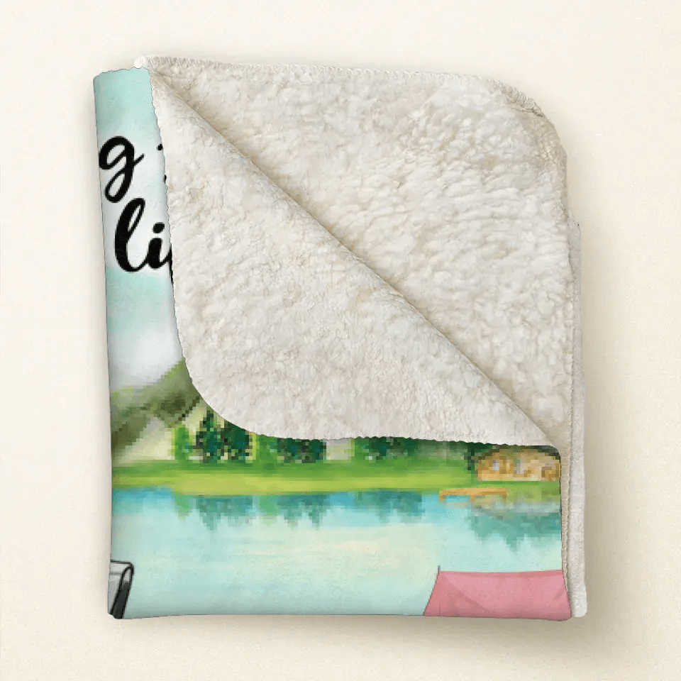Personalized Camping Blanket - Best Gift For The Whole Family - Parents With 2 Kids And Up to 6 Pets - Father's Day Gift From Wife To Husband - Love is stay together