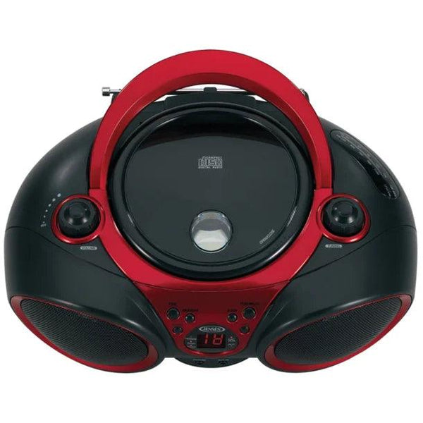 JENSEN® Portable CD Player with AM/FM Stereo Radio, CD-490 (Black/Red)