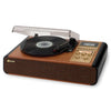 JENSEN® 4-Watt 3-Speed Belt-Drive Manual Turntable with Built-in Speakers, Bluetooth®, Cassette Player/Recorder, AM/FM, and 45-RPM Adapter, JTA-385