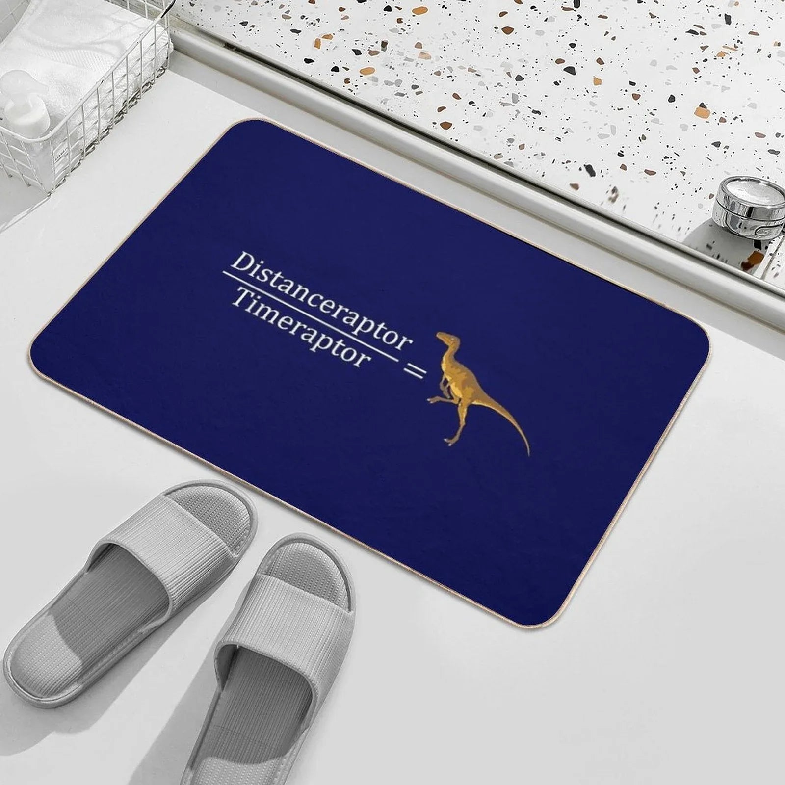 Velociraptor Math - Funny Dinosaur Velocity Formula Bath Mat