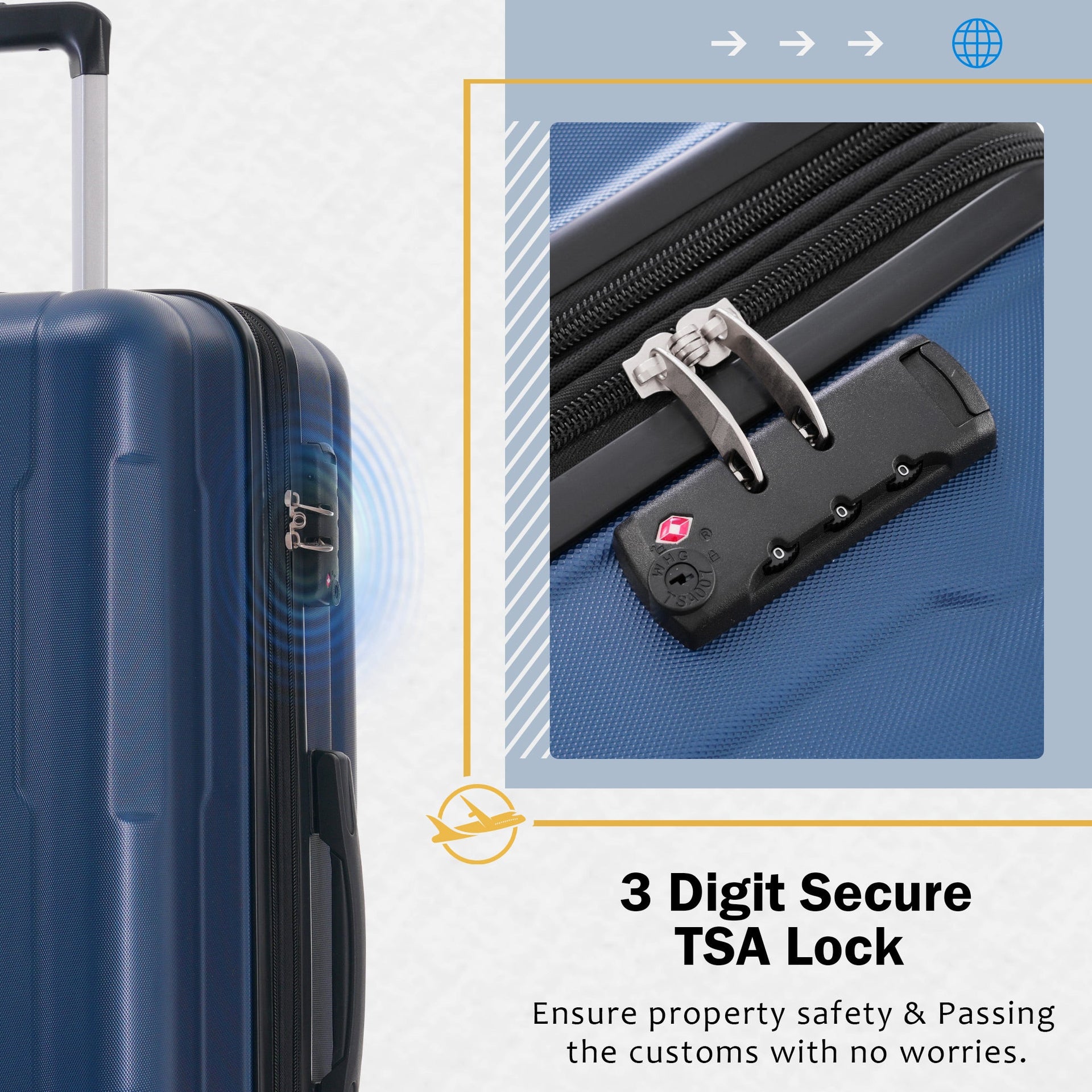 2 Piece Luggage Set with Bags Expanable Spinner Wheels ABS Lightweight Suitcase with TSA Lock 20inch+24inch
