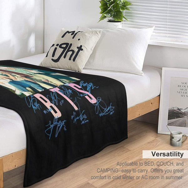 BTS Group Sign Travel-friendly Throw Blanket