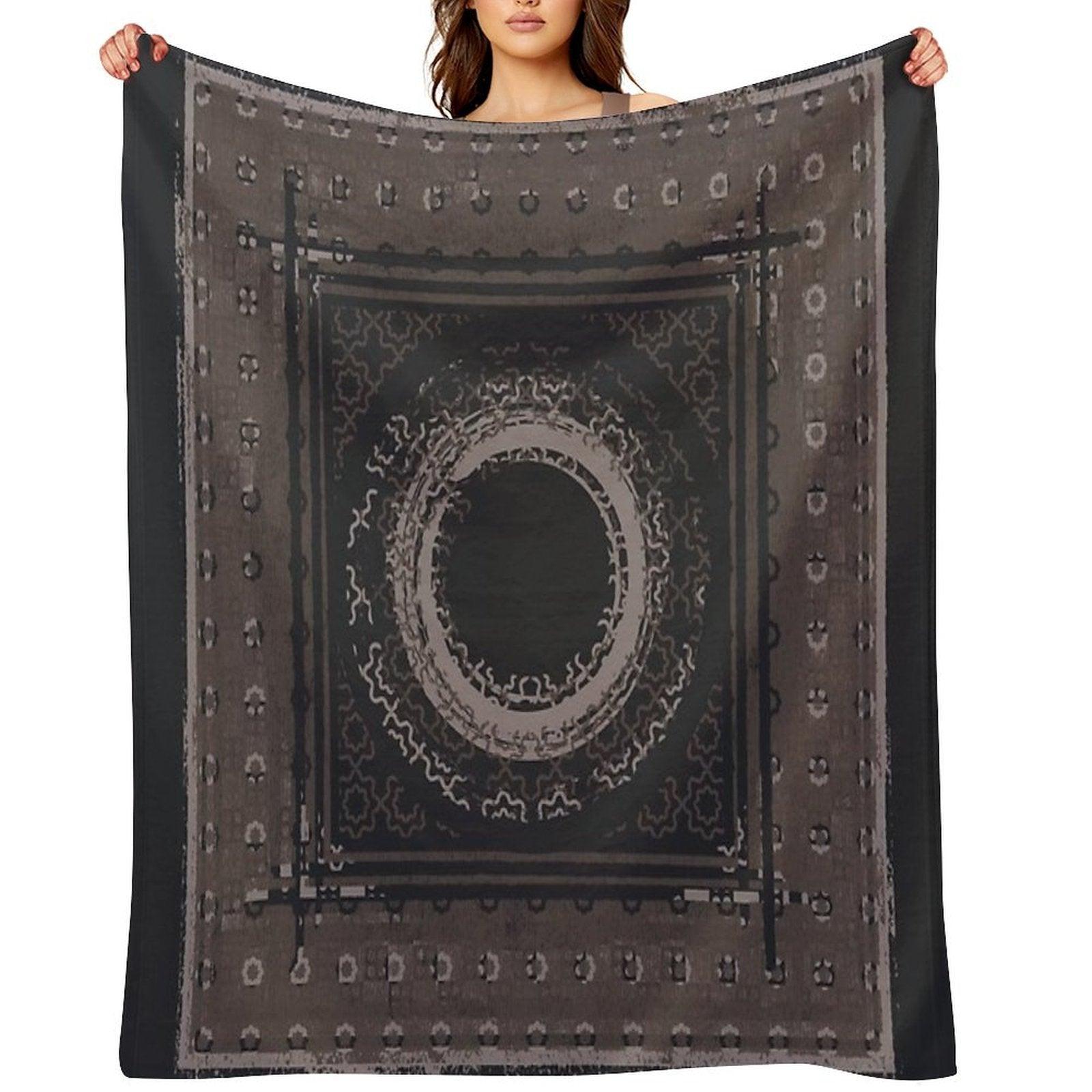 Geo Scarf Print in Navy Throw Blanket