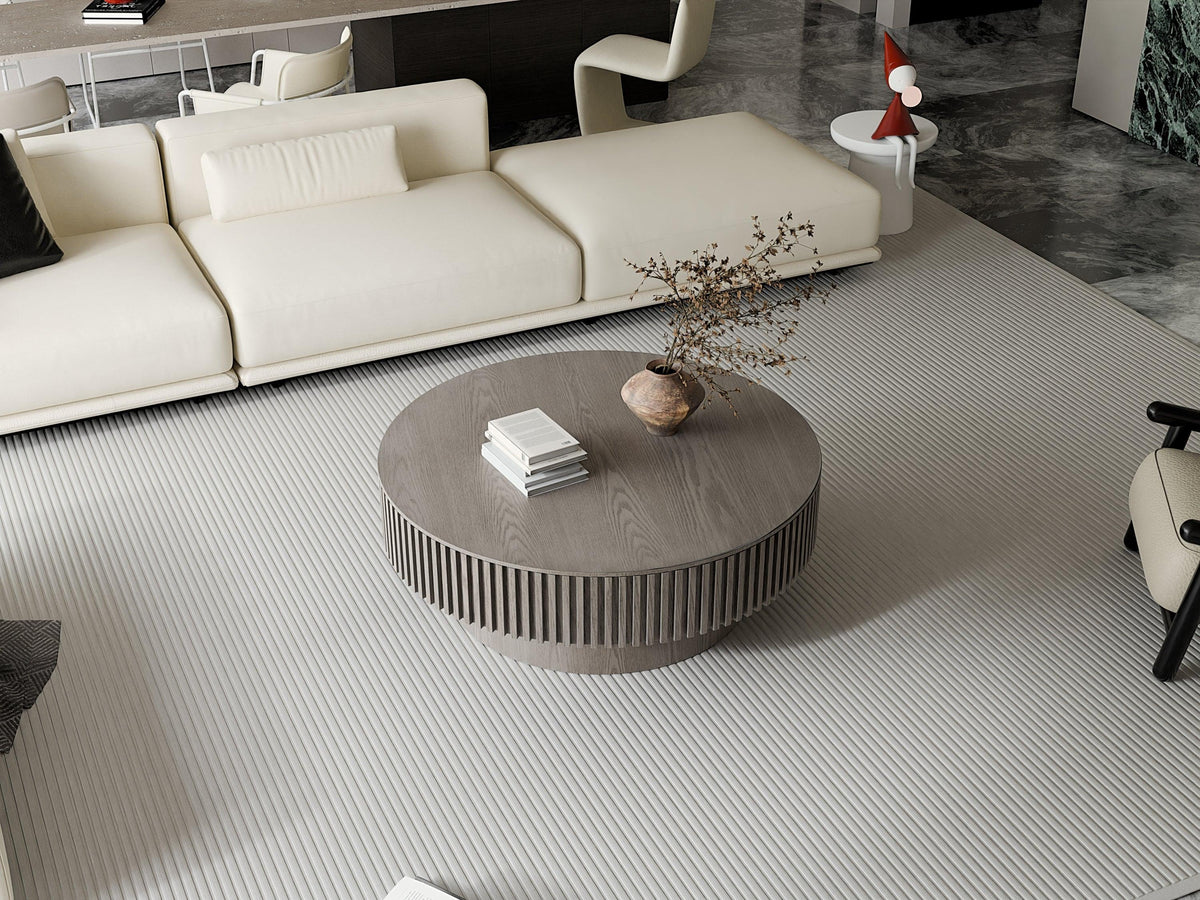 Modern Gray Round Mushroom Coffee Table with Hidden Storage