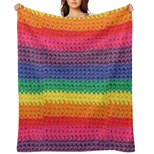Crochet Rainbow Wrinkle-free Throw Blanket