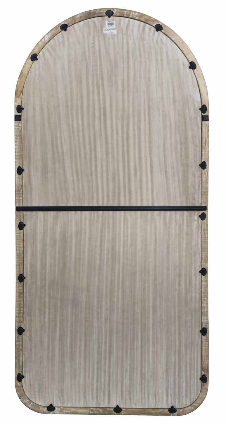 Arched Full Length Wall Mirror with Mango Wood Frame, 36x72