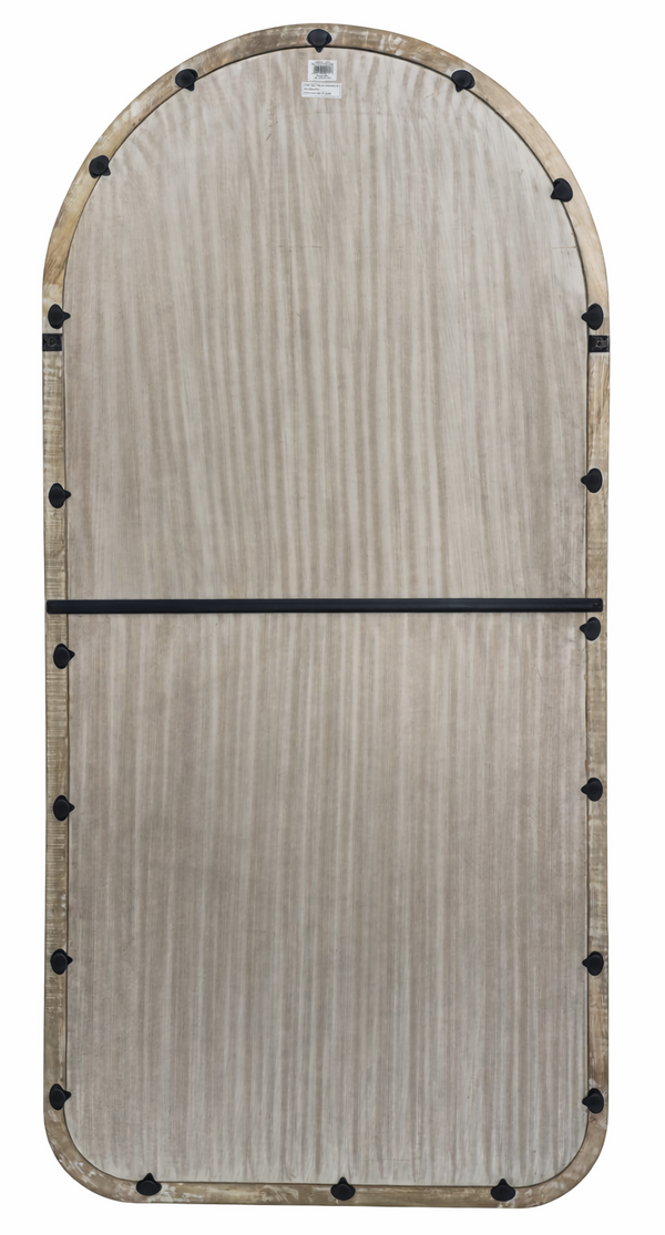 Arched Full Length Wall Mirror with Mango Wood Frame, 36x72