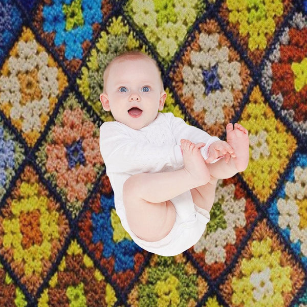 Crochet Granny Square Pattern Velvety-soft Throw Blanket