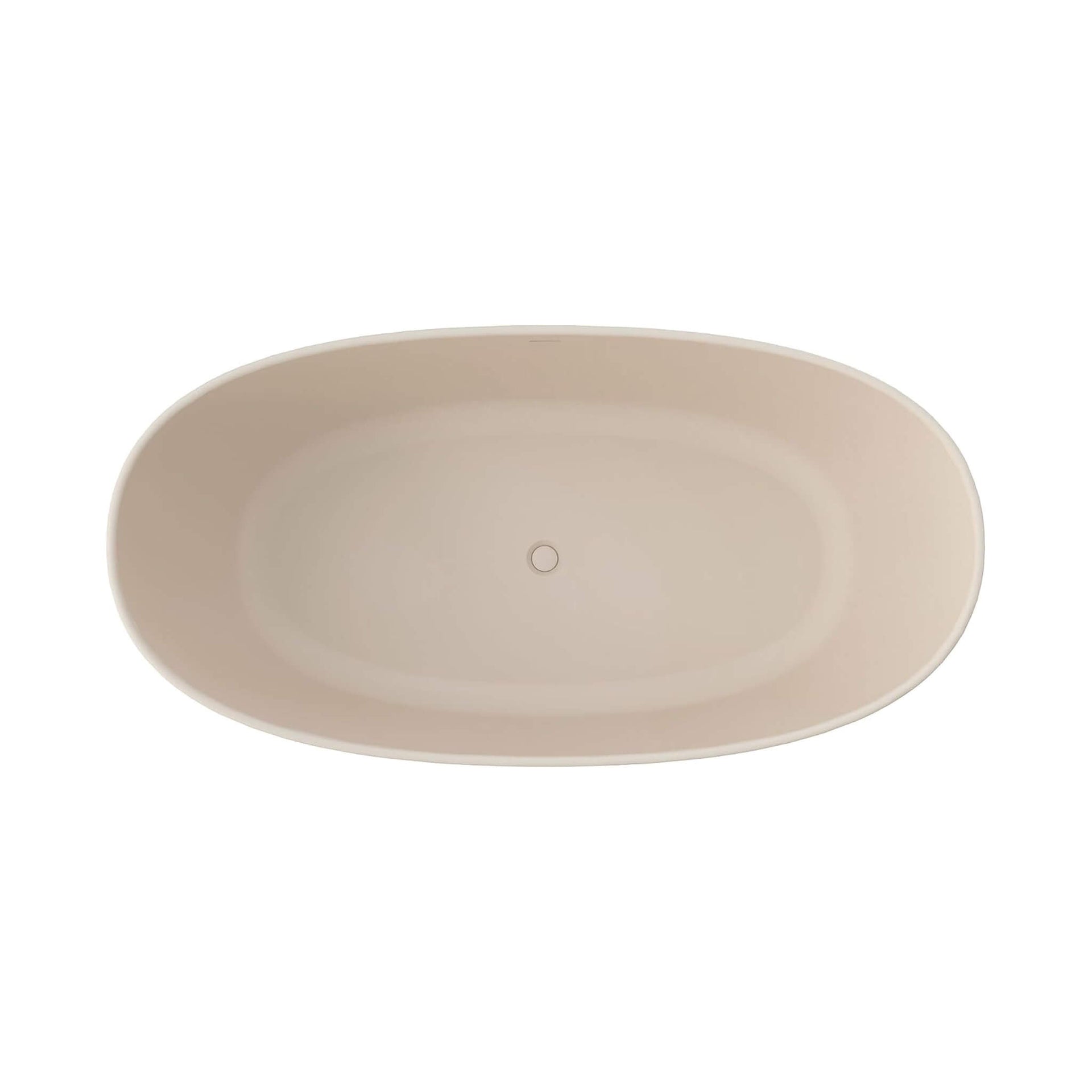 [65X33.5-Inch] Freestanding Modern Oval Stone Resin Soaking Tub With Overflow Drain (SAK39231)