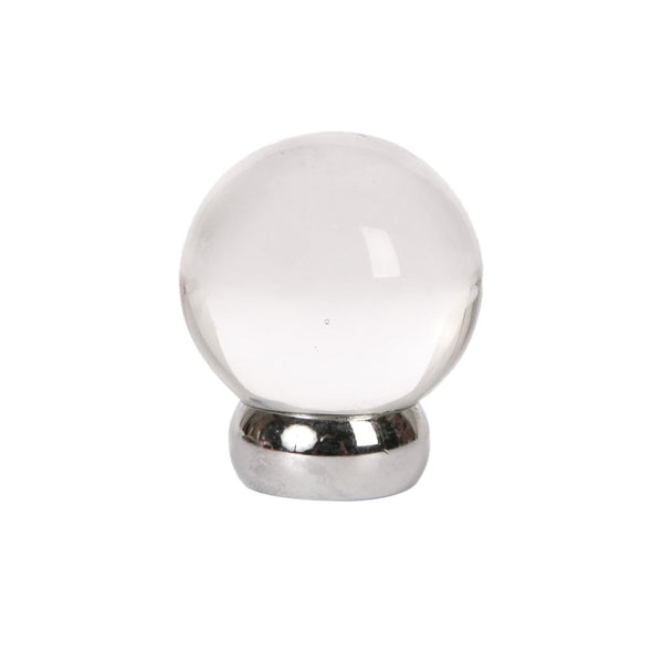 Round Lew's Hardware Chrome and Glass Cabinet Knob
