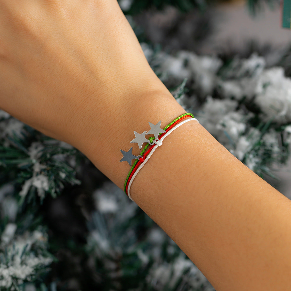 Christmas Element Elk Snow Bracelet Set Creative Snowman Adjustable Wax Thread Handmade