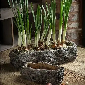 Large Cement Log Planter