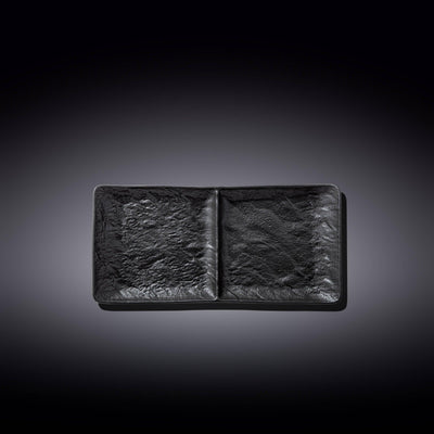 Black Porcelain Slate look Rectangular 2 Section Dish 10.5