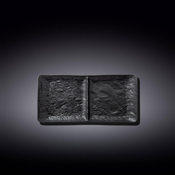 Black Porcelain Slate look Rectangular 2 Section Dish 10.5