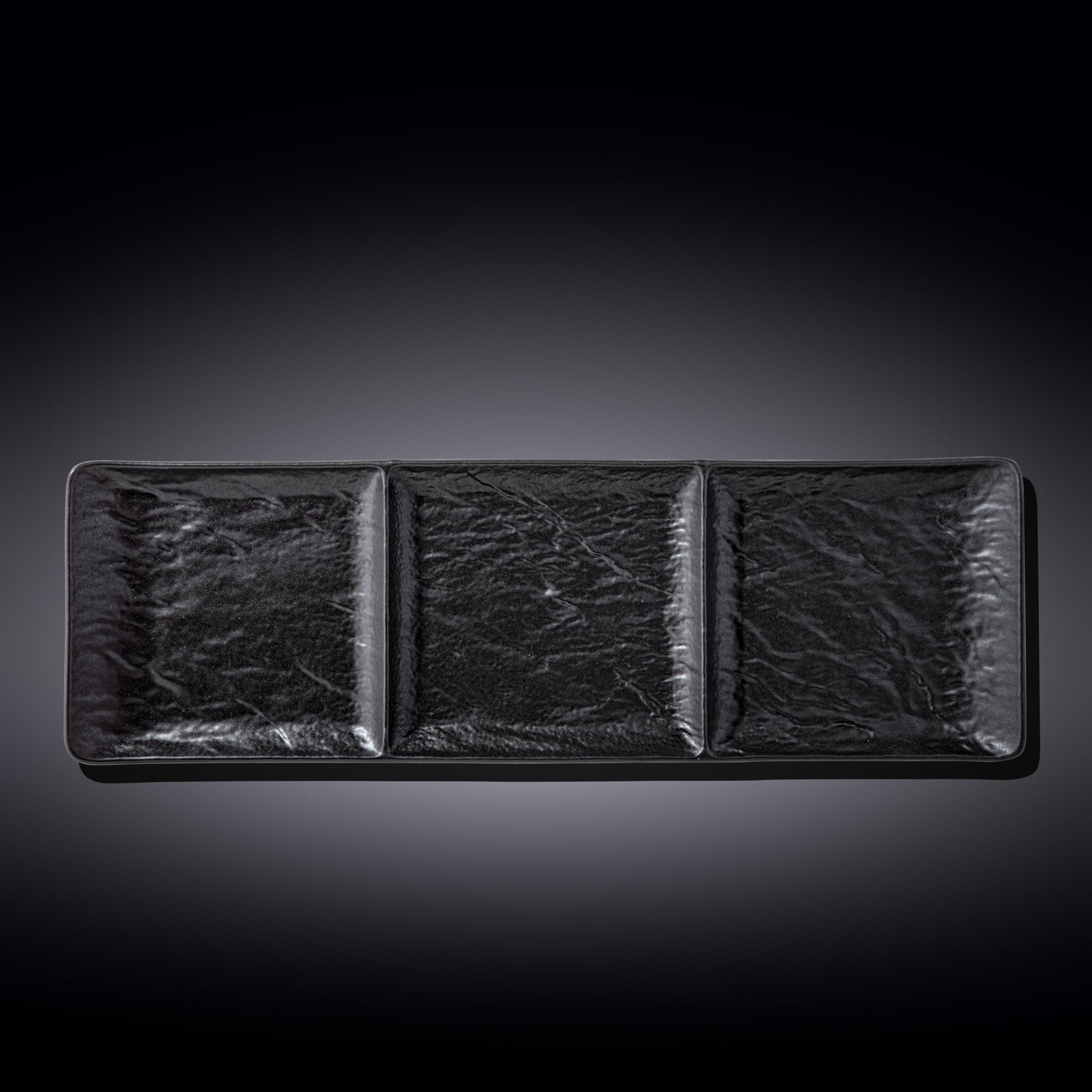 Black Porcelain Slate look Rectangular 3 Section Dish 16