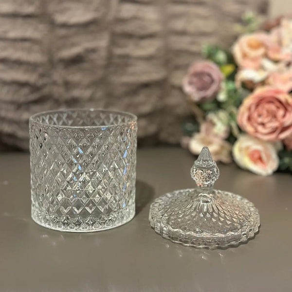 Diamond-Cut Crystal Clear Glass Storage Jar VagabondVintage