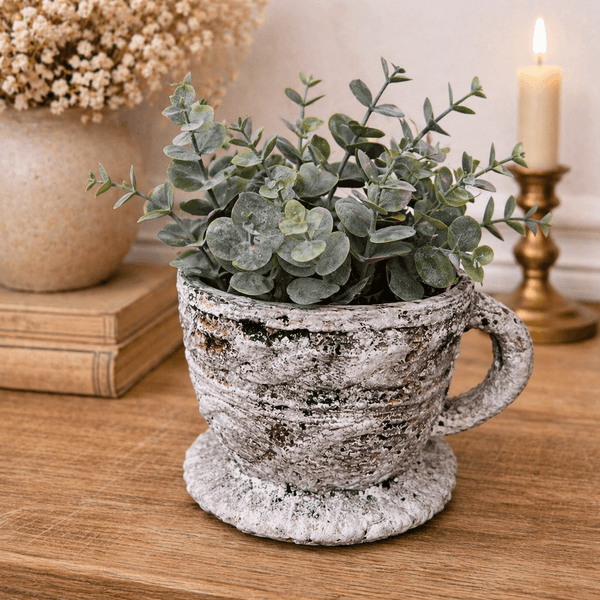 Cement Rustic Tea Cup Planter