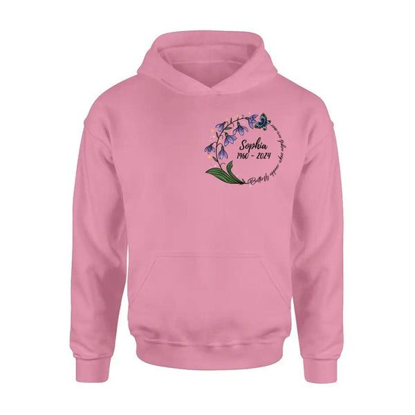 Personalized Memorial T-shirt/Long Sleeve/Sweatshirt/Pullover Hoodie - Memorial Gift - Butterflies Appear When Angels Are Near
