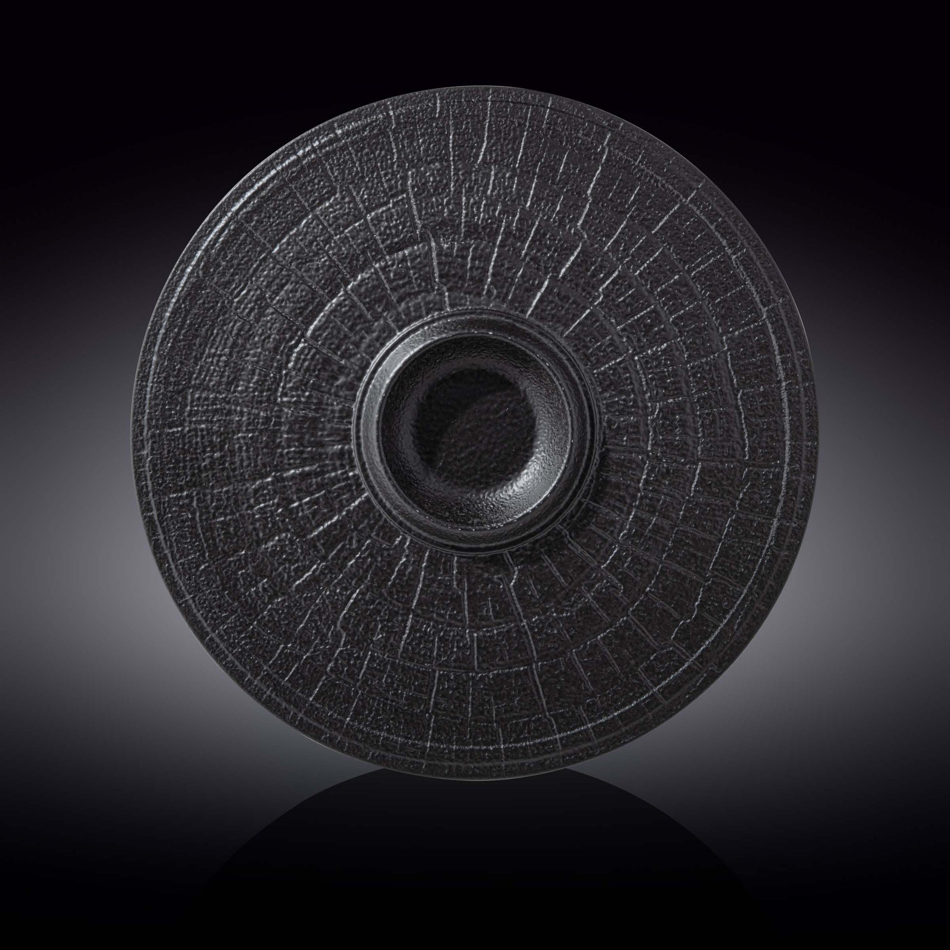 Black Porcelain Slate look Round Plate / Platter With Rustic Texture 13