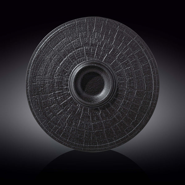 Black Porcelain Slate look Round Plate / Platter With Rustic Texture 13